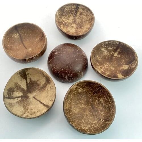 Internaul Natural Coconut Bowl Fruit Decoration Fruit Salad Noodle Bowl Wooden Rice Bowl Craft Decoration Creative