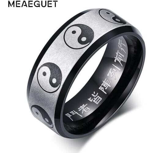 Yin Yang Ring Taoist Zen Spirit Man Woman Ring Balance Yoga Stainless Steel Jewelry Size 5 to 14