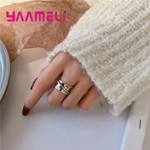 Punk Wide Band Finger Ring for Man Woman Luxury 925 Sterling Silver Simple Opening Resizable Bague Statement Chunky Jewelry