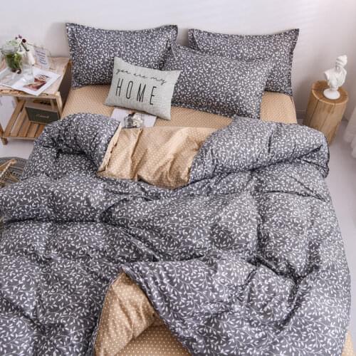 Bedding Set Queen Size Little Leaf Reactive Printed Quilt Cover Bed Sheet and Pillowcase Double Bed Cover King Size Bedclothes