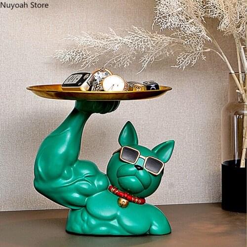 Nordic Creative Storage Decoration Cartoon Muscle Arm Dog Golden Tray Decoration Crafts Living Room Home Decoration Accessories