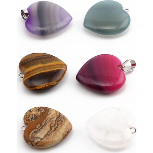 Beadsland Crystal Nature Stone Heart Pendant Grained Transparent Fashionable Pendant For Lover Women DIY Necklace Special Gift