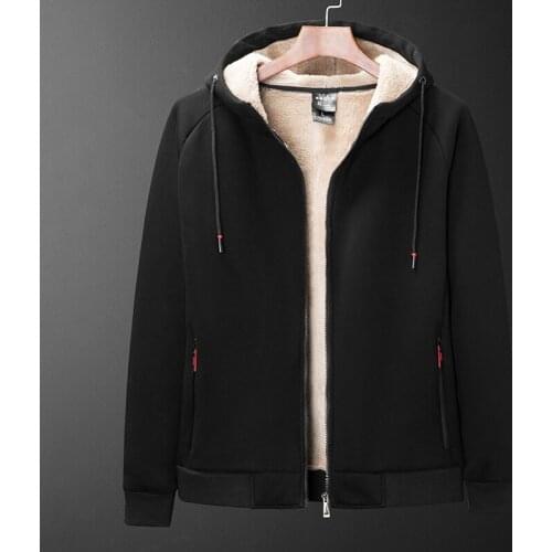 Winter hooded Lamb cashmere Mens hoodie with hood Plus hoody lamb cashmere jacket mens jacket elderly hoody mens clothes 8XL