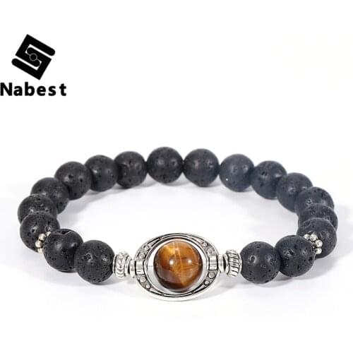 Men Natural Stone Labradorite Blue Emperor Bracelet Tiger Eye Lava Rock Beads Charm Bangle Wrist Chain Fashion Jewelry