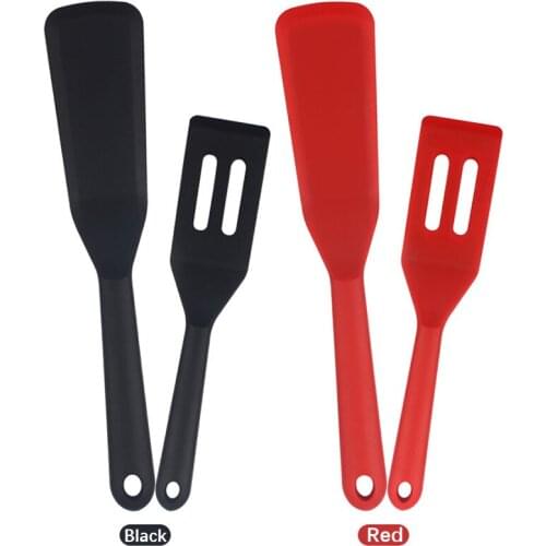 2 Pcs Silicone Utensil Set Mini Brownie Serving Spatula Set Flexible Nonstick Serve Turner Slotted Cookie Spatula Baking Tools