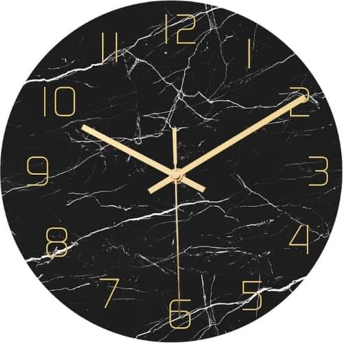 Nordic Decorative Marble Printing Wall Clocks Silent Quartz Circular Vinyl Hanging Clock Modern Design Multi-colored Home Décor