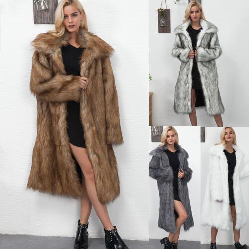 New Womens Autumn Winter 2020 Fluffy Plus Long Faux Fox Hair Raccoon Fur Coat Elegant Female Clothing Slim Warm Lady Jacket