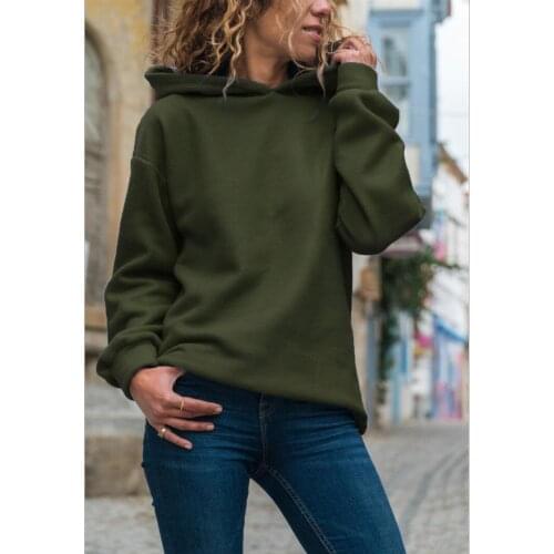 New winter Social Harajuku Hoodies For Girls Solid Color Hooded Tops Womens oversized Sweatshirt Long-sleeved Thickenin