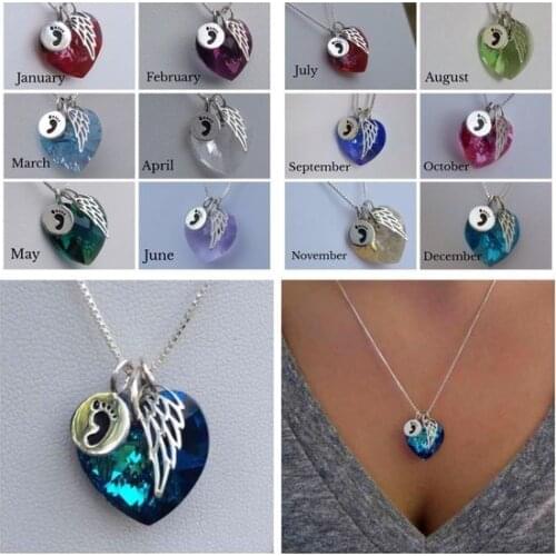 Personalized Angel Wing Necklace, Infant Loss Gift, Guardian Angel, Birthstone Necklace, Miscarriage Gift