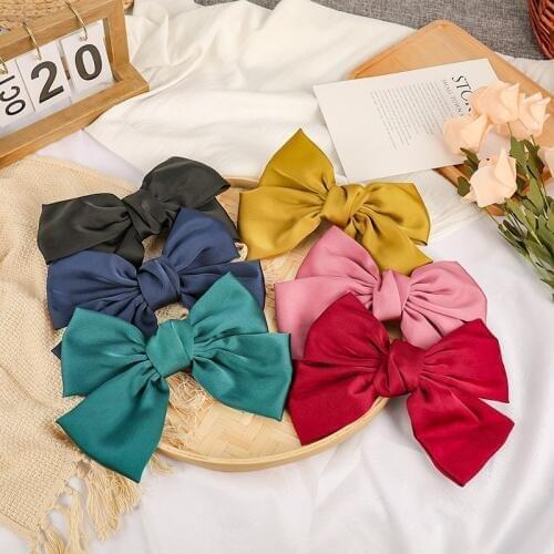 2020 New Women Girls Cute Solid Bow Hair Clips Elastic Hair Bands Sweet Headband Hair Ornament Hairpins Fashion Hair Accessories