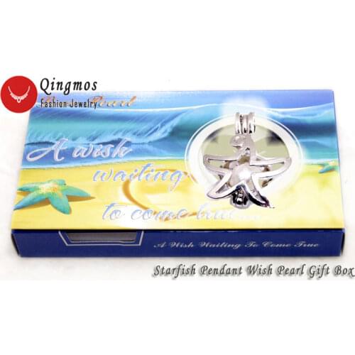 Qingmos Wish Pearl Chokers Necklace for Women with 17mm Starfish Cage Love Pearl Holder Trendy Pendant Necklace Gift Box-who3646