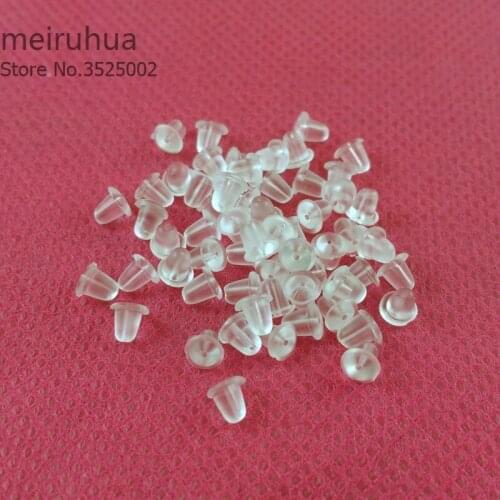 500pc/lot 3.5*3.5mm Earring Backs Stoppers Jewelry Making Accessories Clear Plastic Bullet Ear Plugging Blocked Wholesale