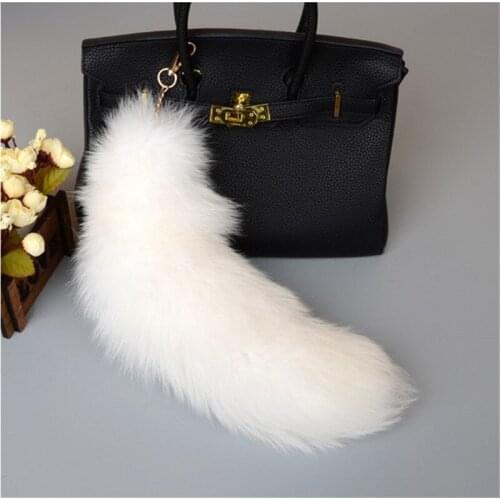 Fur Tail Bag Charm Pendant Key Chain Fluffy Handbag Trinket Key Ring Holder Pompoms Charming for Women Girl Bag Strap #D