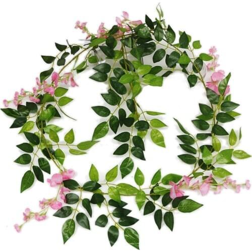 Wedding Arch Decoration 2M Vine Garland Wisteria Artificial Flowers Fake Plants Foliage Rattan Trailing Faux Flowers Ivy Wall
