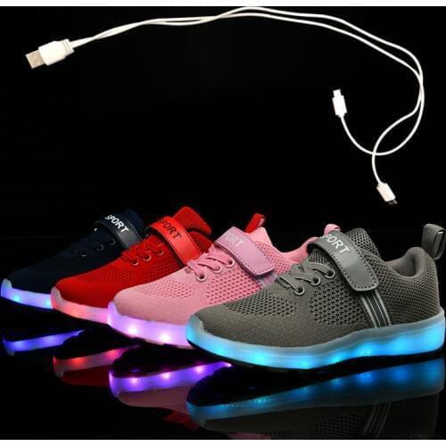 Size 27-46 Adult Unisex Womens&Mens 7 Colors Kid Luminous Sneakers Glowing USB Charge Boys LED Shoes Girls Footwear LED Slippers