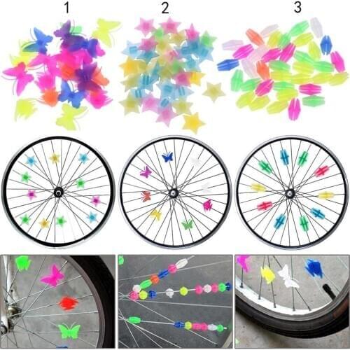 36 pcs Plastic Multi-color Plastic Bike Cycle Wheel Spoke Stars Beads Ornament Children Bicycle Decor MTB Bicycle