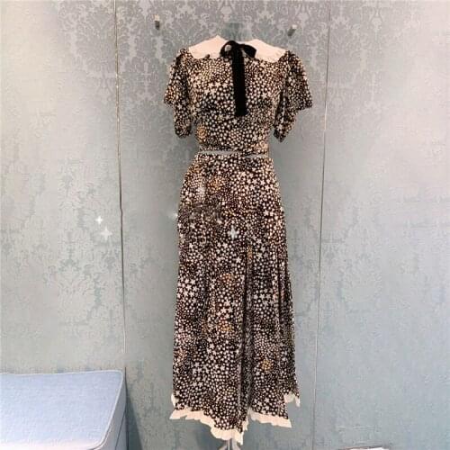 Vintage Floral Printed Top and Skirt Set for Women Summer 2021 Vacation Bohemian Two Piece Set Female