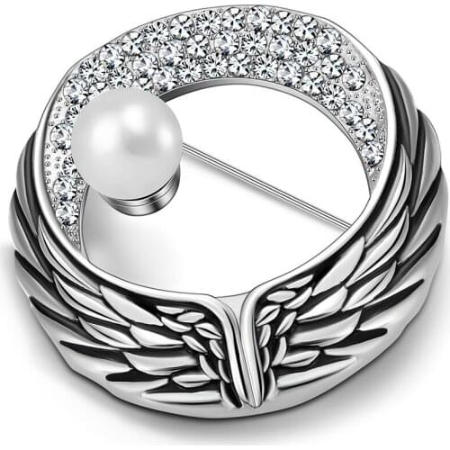 High Quality Vintage Crystals Urn Brooch Pearl Wing Memorial Ashes Urn Brooch Cremation Jewelry Always in my heart Dropship