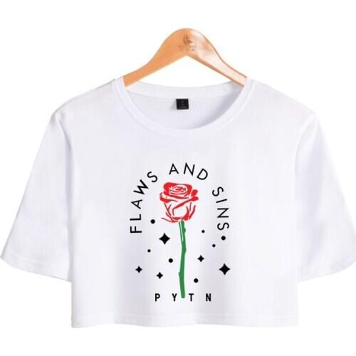 Payton Moormeier Web Celebrity PYTN Print Women Tops Internet Celebrity Short Sleeve T-shirt Trendy Girls Rose Flower Tee Tops