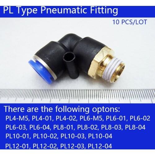 Free shipping Pneumatic Fitting 10 Pcs PL Elbow PL4-01 PL6-M5 PL6-01 PL8-02 PL10-02 Air Hose Connector Air Fittings pneumatic