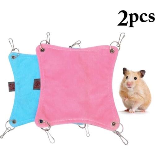 2 Pcs Hamster Hammock Set Plush Cotton Pet Hamsters Cage Hanging Bed Nest Small Animal Squirrels Chinchillas Ferrets Accessories