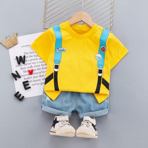 2021 Baby Summer Clothing Toddler Children Sport Boy Short Sleeve Printing T-shirt Pants Fashion Infant Clothes Set Tracksuit