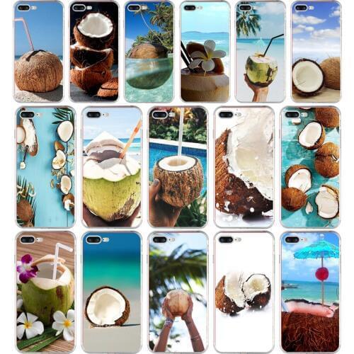 255H Coconut on the beach Soft TPU Silicone Cover Case For Apple iPhone 6 6s 7 8 plus Case