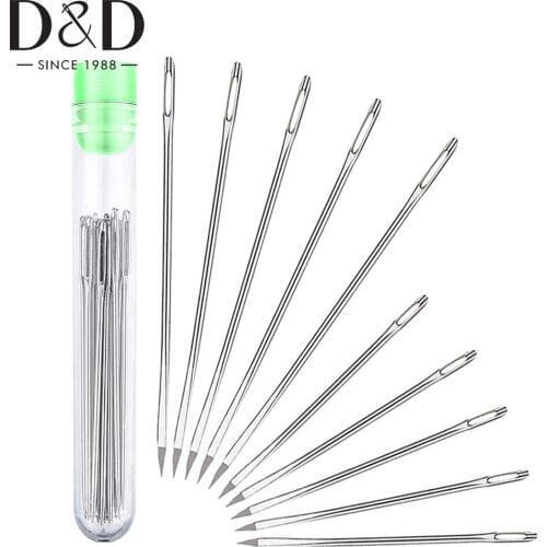4Pcs Professional Large-Eye Sewing Needles Stainless Steel Leather Stitching Needles for Leather Repair Tools with Storage Box