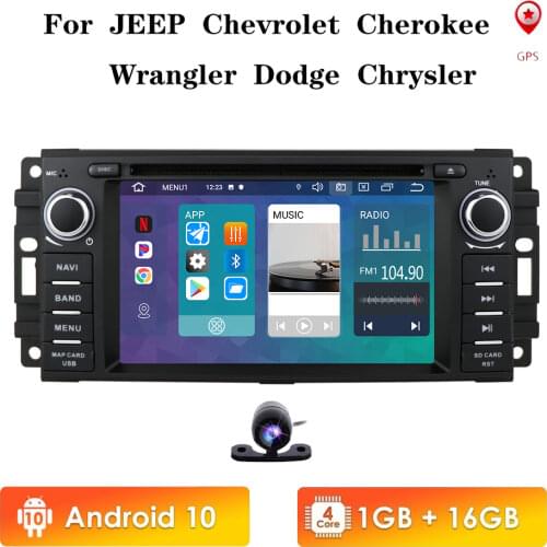 4Core 1G+16G Android10 Car DVD for Jeep Cherokee 2009 2008 2010 Wrangler car stereo Dodge radio Chrysler GPS Nav Canbus DAB+ RDS