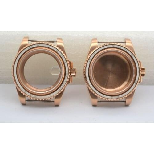 40mm watch case fit NH35 NH36 ETA2836 2824 Miyota 8205 8215 821A DG2813 3804 movement sapphire glass Rose gold case