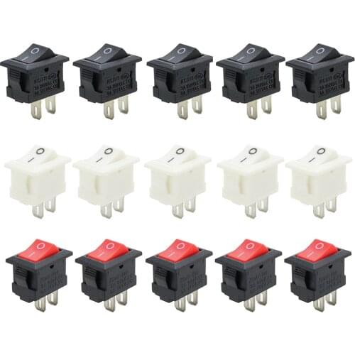 5/10 pcs KCD11 15*10 2 Pin 3A 250V Boat Switch Red Black White Snap-in SPST ON OFF Rocker Position MINI Switch 15mmx10mm