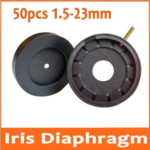 50pcs 1.5-23mm Amplifying Metal Zoom Iris Diaphragm Aperture Condenser for Digital Camera Microscope Adapter 12pcs Blades