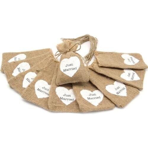 9x15cm Wedding Birthday Party Heart Linen Jute Christmas Shower Supplies Gift Drawstring Bags Jewelry Drawstring Pocket