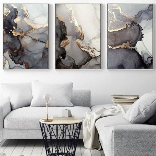 Canvas Painting Abstract Golden Luxury Watercolors Picture Wall Art Minimalist Posters and Prints for Living Room Home Decor