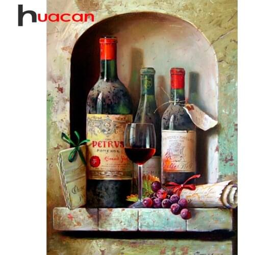 Huacan Diamond Art Embroidery Mosaic Wine Diamond Painting Cross Stitch Kits Full Square/Round DIY Fruit Home Decor