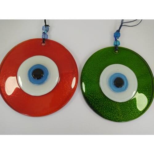 Orange and Green Evil Eyes Big Glass Beads Pendant Charm Turkish Amulet for Wall Hanging Home Room Decor Ojo Turco Madein Turkey
