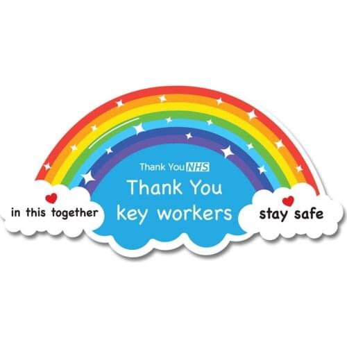 Car Stickers A5 A6 Thank You NHS Sticker Rainbow Waterproof Vinyl Signs Window Car Taxi Van Shop Sticker