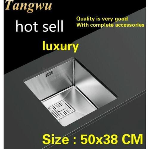 Free shipping Hot sell luxury trumpet kitchen manual sink single trough do the dishes 304 food grade stainless steel 50x38 CM