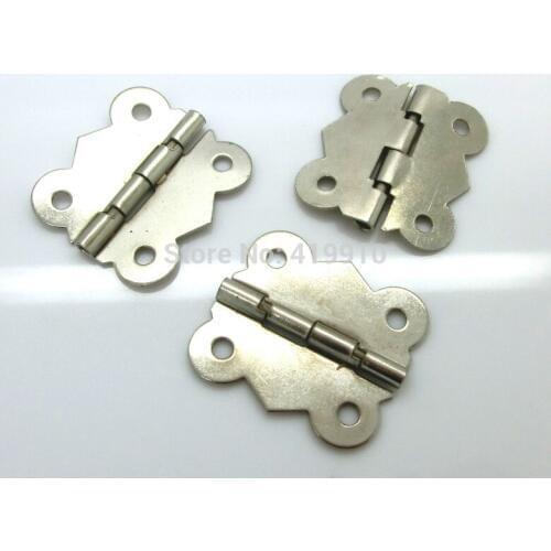 Free Shipping-30pcs Silver Tone (rotated from 90 degrees to 210 degrees) 4 Holes Door Box Butt Hinges 3x2.6cm J2017