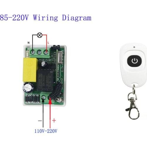 AC 85V-220 V RF Wireless Mini Switch Relay Receiver Remote Controllers For Light switch With White Waterproof Transmitter