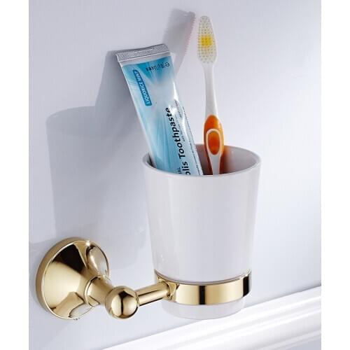 Mouthwash Cup Holder Wall-mounted Bathroom Accessories Brass Holder Retro Cup Holder Single Toothbrush Toothbrush Cup Holder