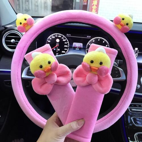 Funny duck vehicle-mounted steering wheel cover safety belt cover rearview mirror cover plush paper towel tissue box stuffed toy