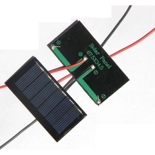 Epoxy 80MA 3V Mini Solar Cell Module Polycrystalline+Cable DIY Solar Panel Charger For 2.4V Battery Study 67.5*34.5MM