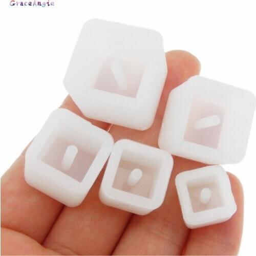 GraceAngie 5pcs/pack Square Shape With Hole Jewelry Pendants Silicone Gel Mould Casting Molds Tools DIY Jewelry Making 8-16mm