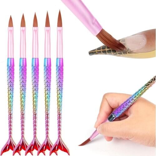 Nail Art Brush Fish Tail Gradient Pen Design Tip Painting Drawing Manicure Acrylic UV Gel Polish Tool