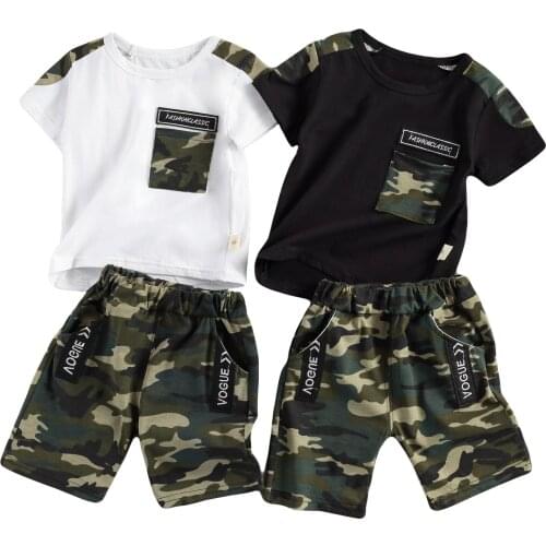 Citgeett Summer Infant Baby Boys Camouflage Print Set Short Sleeve Top Short Pants 2Pcs Suit Casual Set Clothes