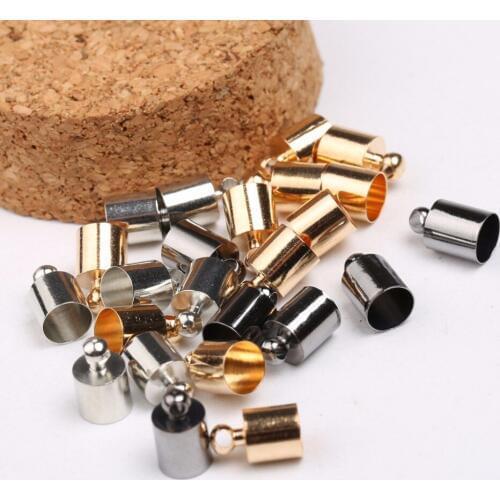 Onwear 100pcs mix color leather cord end cap fit 5.5mm tassel caps diy bracelet connector findings