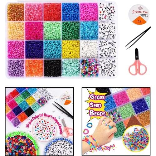 1Box Round Glass Seed Beads Charms Small Beads Craft for DIY Bracelets Necklace Jewelry Making Earring Finding Crafting Bangles