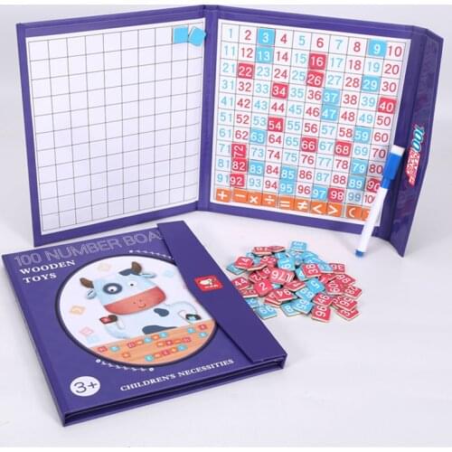 1-100 Book Type Digital Magnetic Hundred Number Board Mathematics Teaching Aid Montessori Early Childhood Education Toys