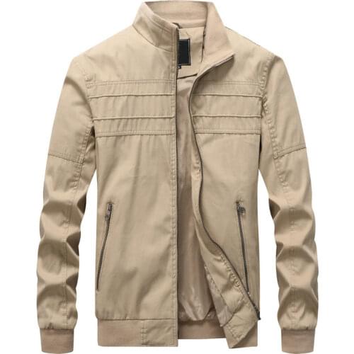 MANTLCONX New Autumn Stand Collar Zipper Jacket Men Classic Cotton Jacket Windbreaker Mens Basic Jackets and Coats Male Outwear